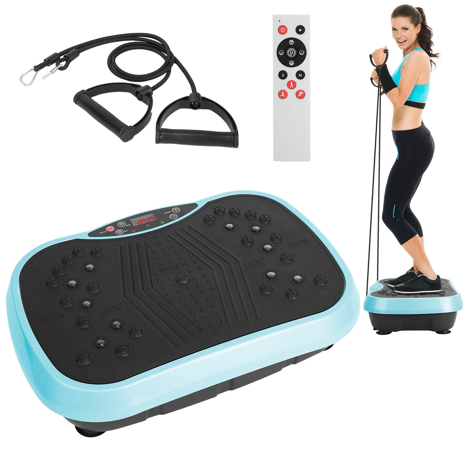 1Pc Vibration Exercise Machine With Resistant Bands Remote Control Whole Body Vibration Platform Workout Equipment Home Fitness Training Equipment For Weight Loss Fat Burner